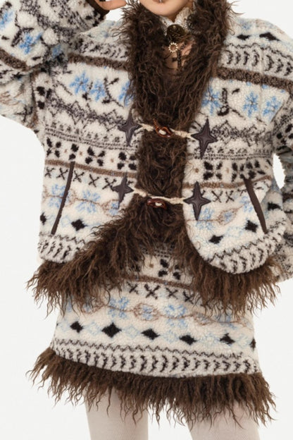 Fair Isle Lamb Wool Coat