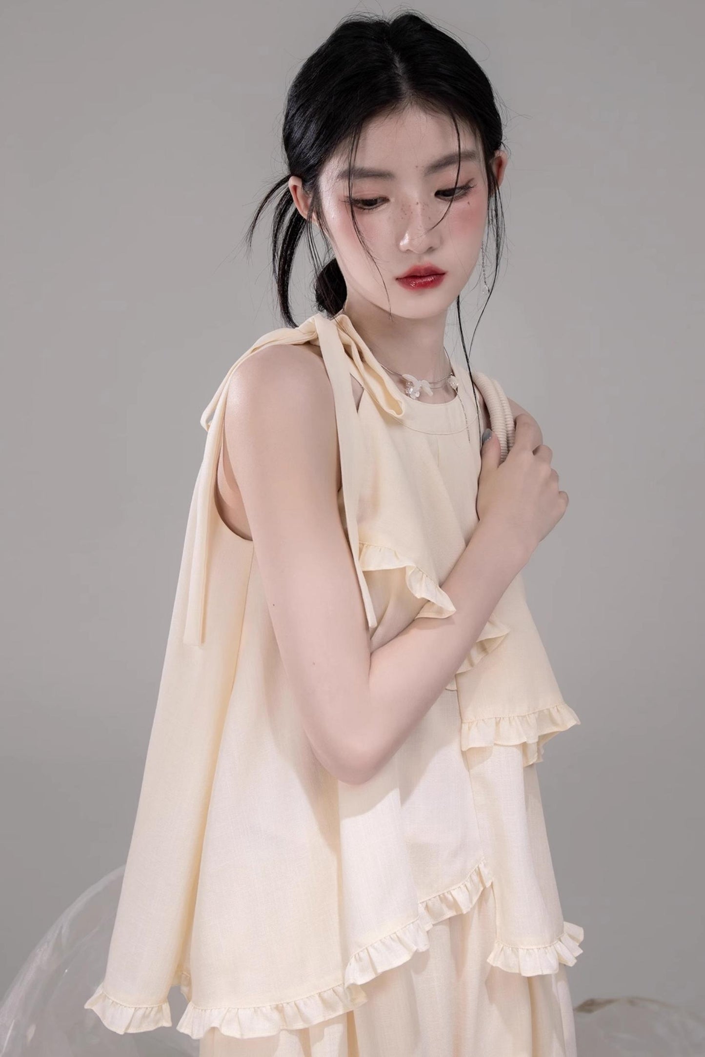 Chill Apricot Ruffle Pants Set-Up