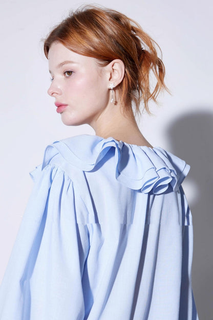 Summer Romantic Ruffled V-Neck Shirt