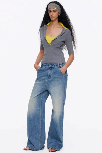 Lyocell Color-Blocked Knit Top