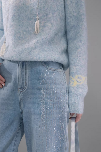 Jeans mit Sternenhimmel-Strasssteinen