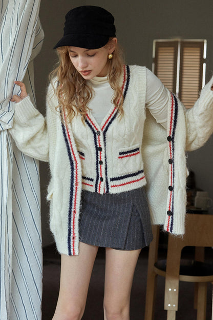 Gray Striped Slimming Skirt