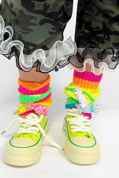 Dopamine Rainbow Stripe Leg Sleeve Sock