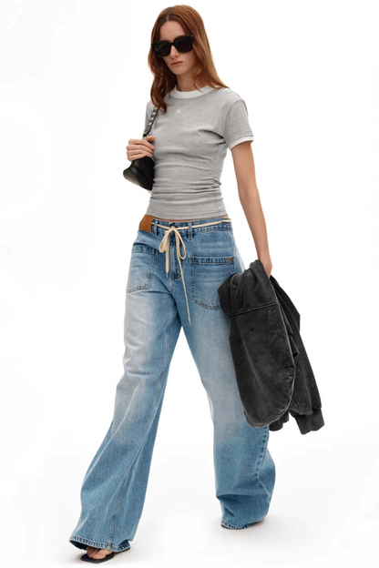Color-Block Ruched Slim Tee