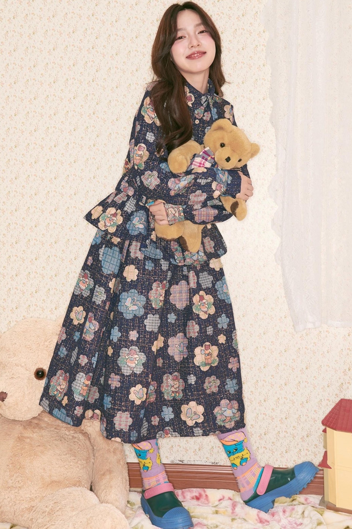 Autumn Flower Bear Skirt Set-Up