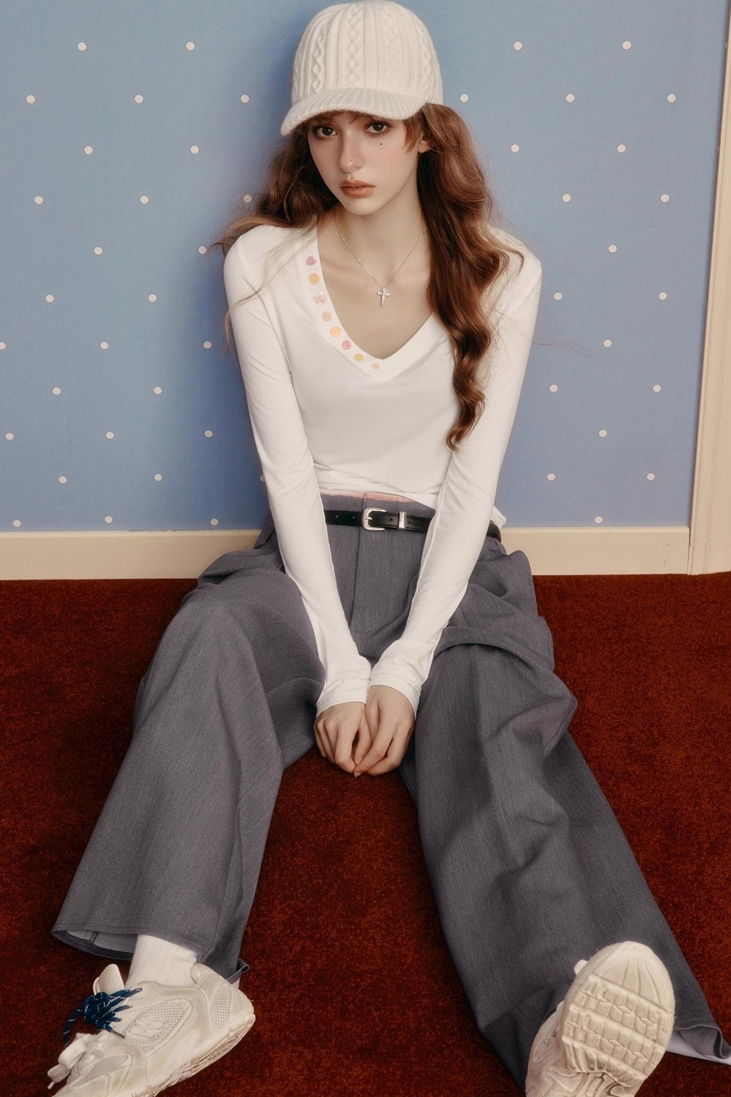 Winter V-Neck Long-Sleeved T-Shirt