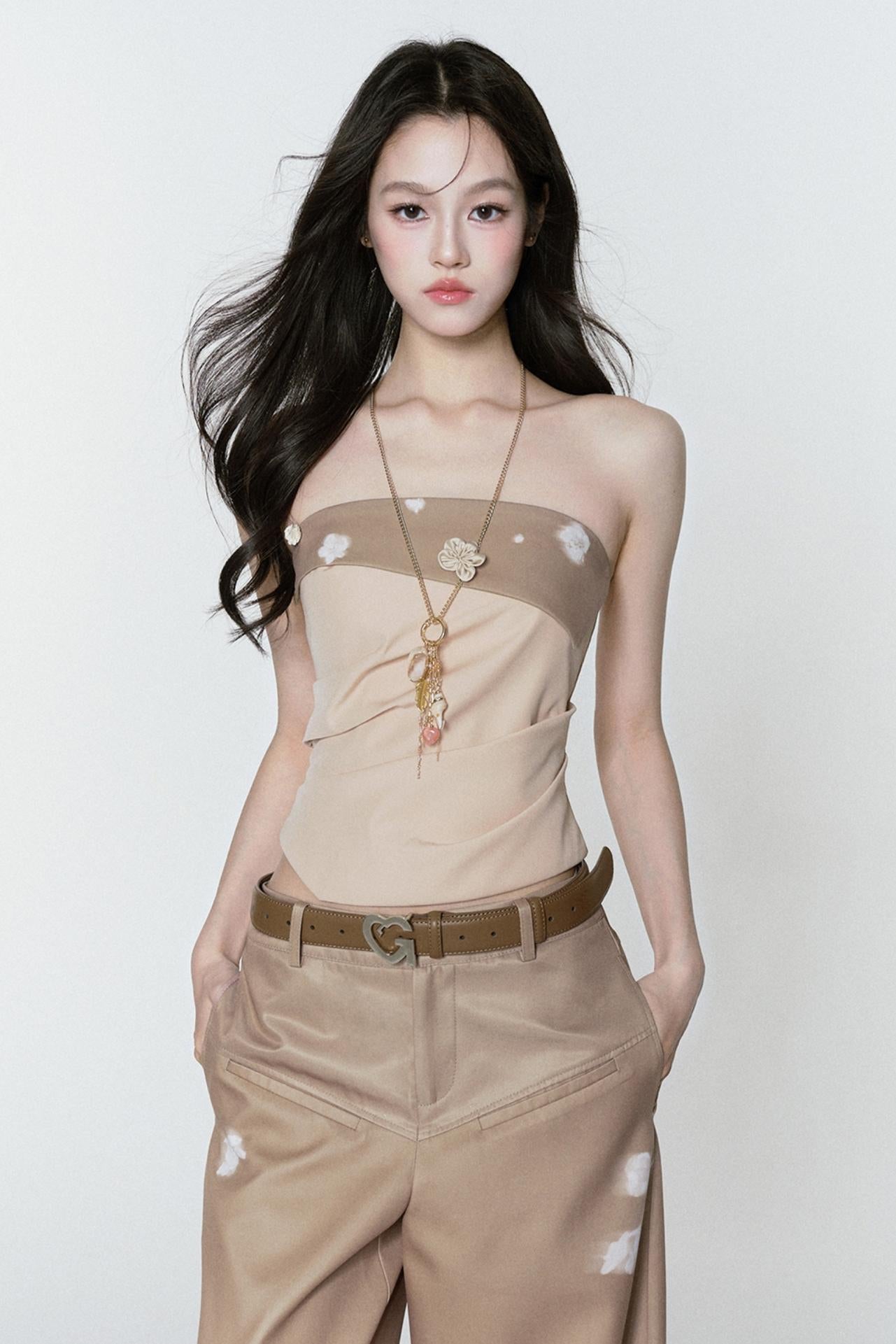 Printed Brown Breeze Blouse & Pants Set-Up