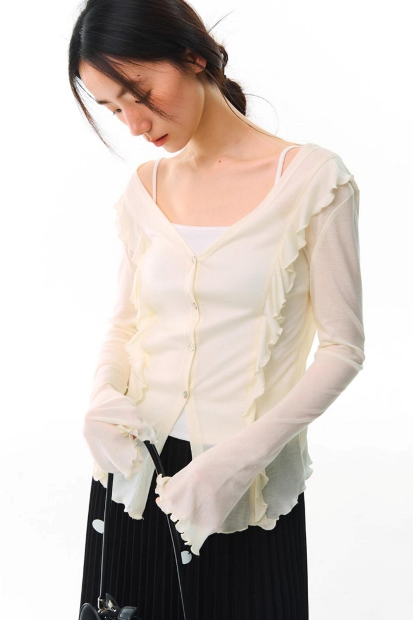 Soft Silhouette Bell Sleeve Knit Cardigan