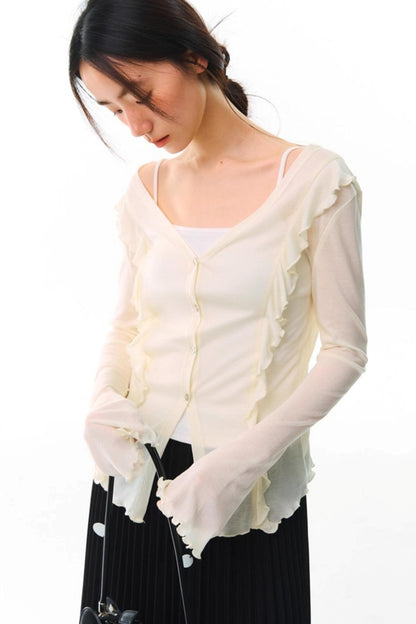 Soft Silhouette Bell Sleeve Knit Cardigan