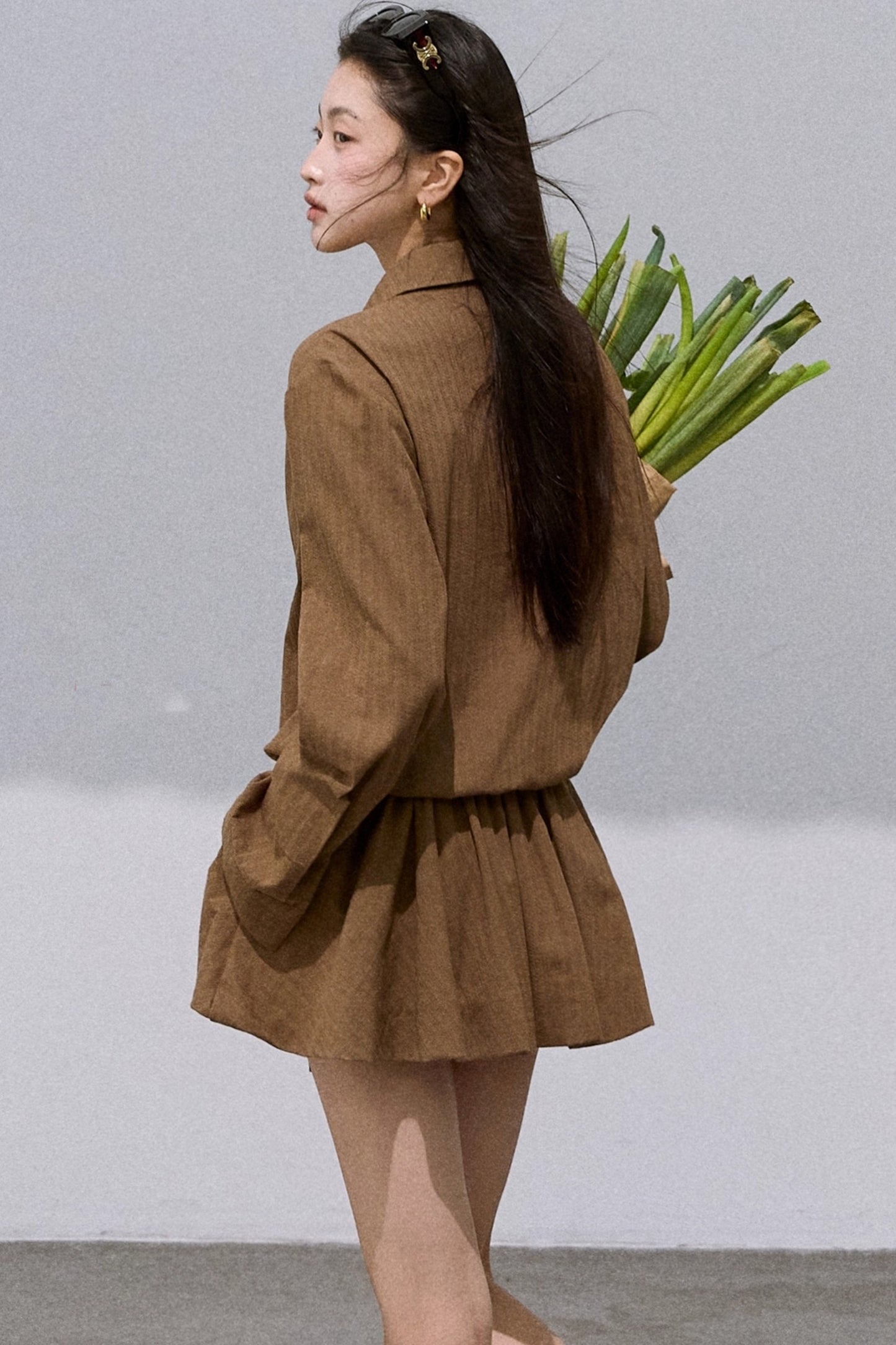 Textured Low-Waisted Long Puffy Dress