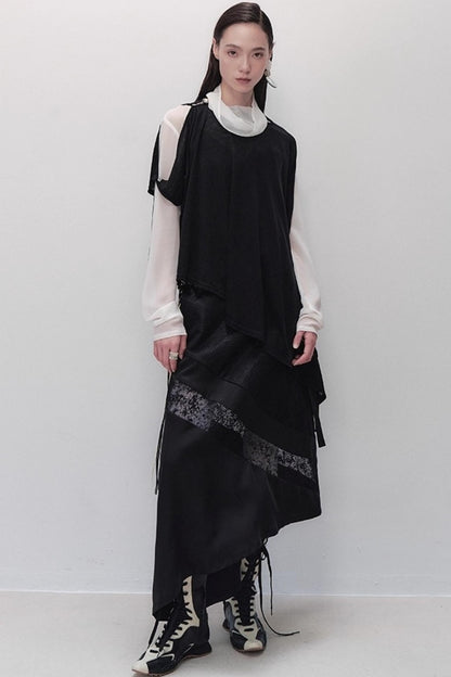 Dark Silk Butterfly Wings Slip Dress