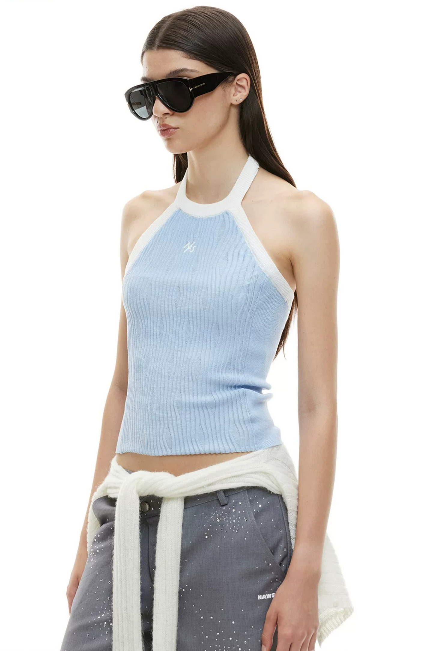 Wool Irregular Color-Block Vest