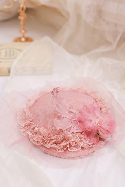 Pink Feather Lace Hair Accessory