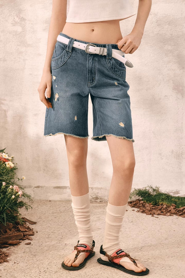 Summer Distressed Denim Shorts