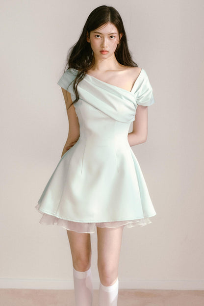 Mint Green One-Shoulder Dress