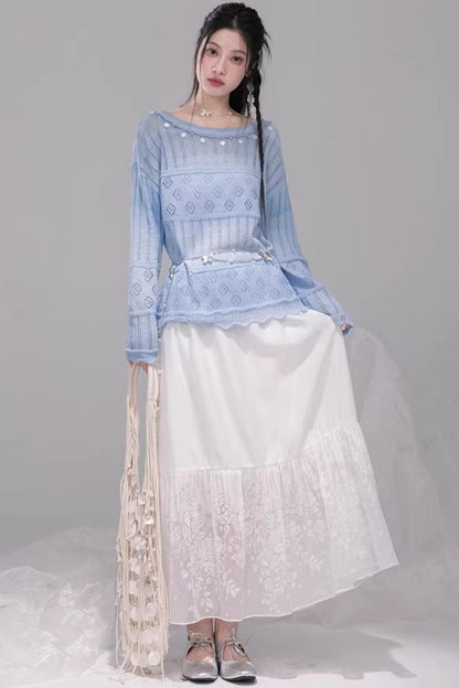 White Mist Gradient Skirt