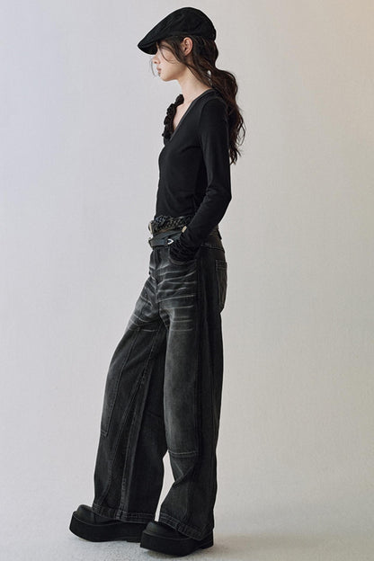 Elegant V Neck Flower T-Shirt