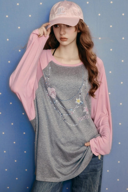 Contrasting Raglan Sleeve Top