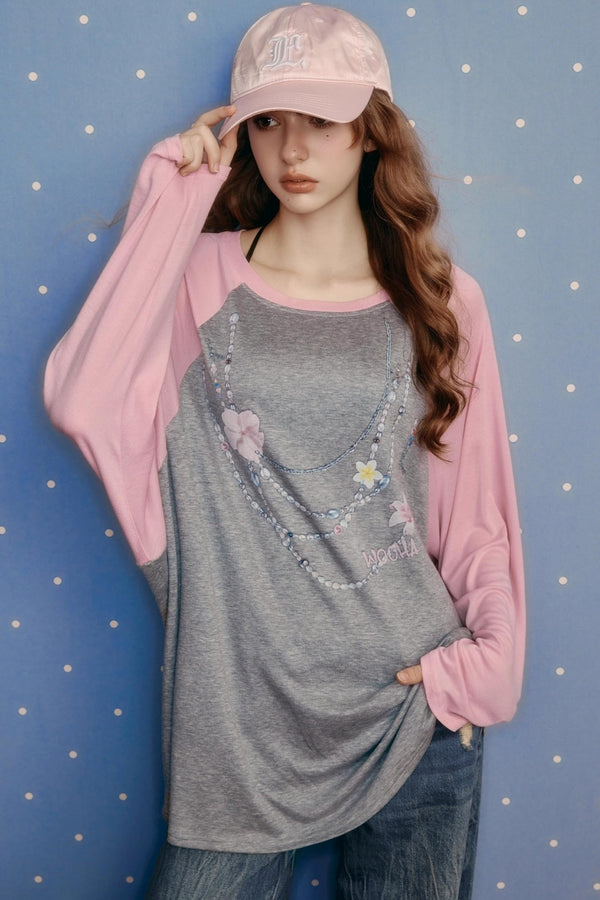 Contrasting Raglan Sleeve Top