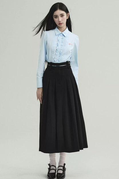 Law School Style Pleated Shirt & Skirt Set-Up