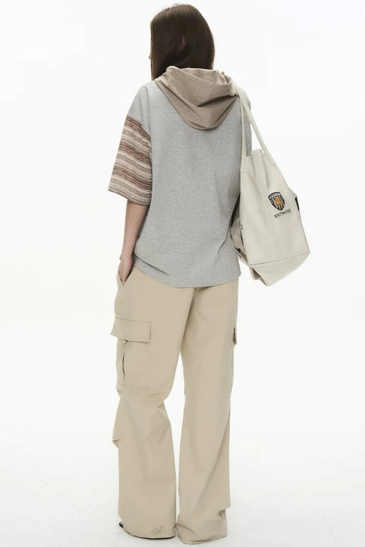 Hooded Striped Badge T-Shirt