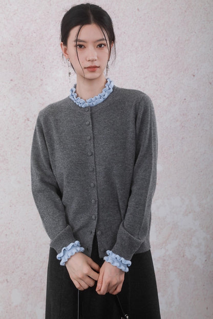 Patchwork Ruffled Cardigan