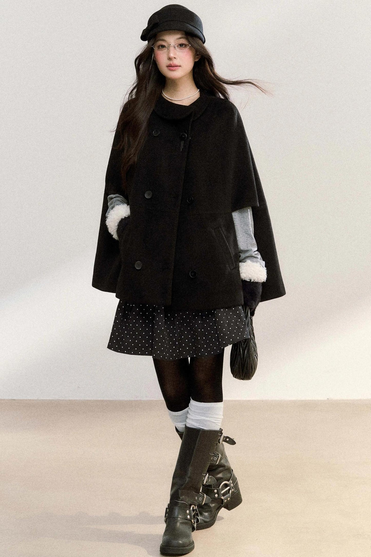 Doll Collar Woolen Cape Coat