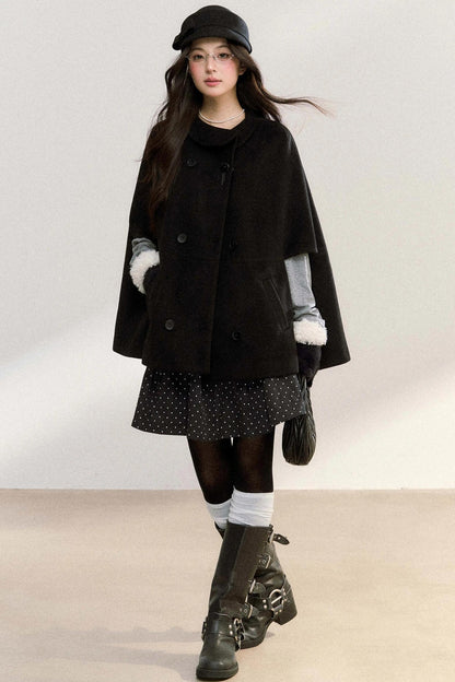 Doll Collar Woolen Cape Coat