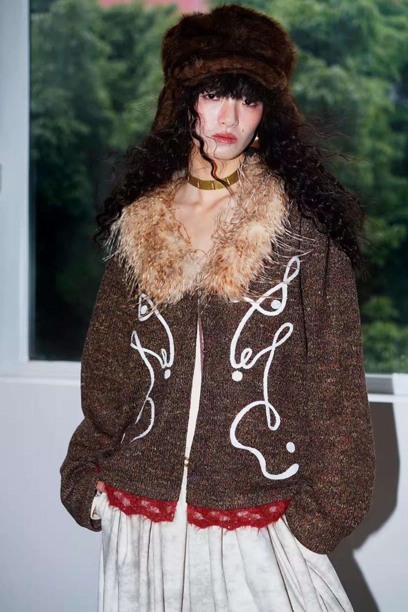 Retro Lace Knitted Cardigan