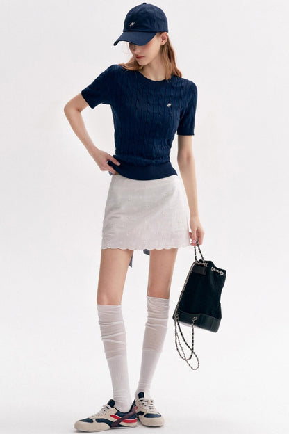 Tenniscore Cable Knit Short Sleeves