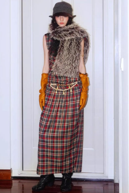 Vintage Lace-up Plush Scarf