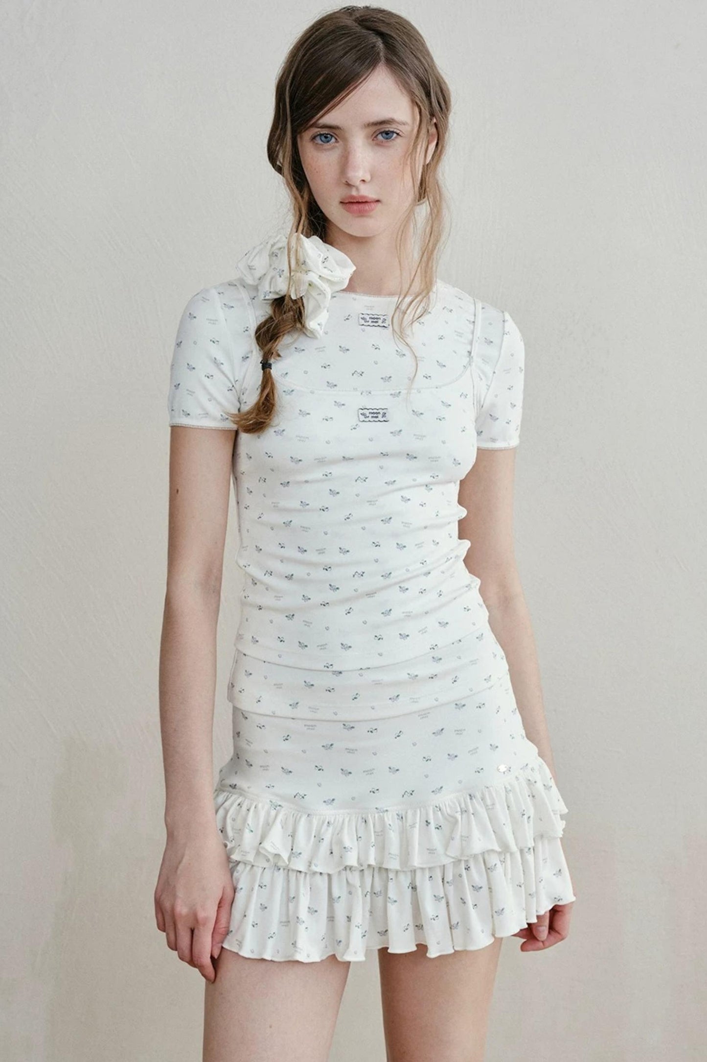 Lace-Trimmed Blueberry Two-Piece Set