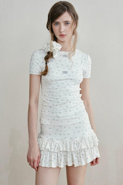 Lace-Trimmed Blueberry Two-Piece Set
