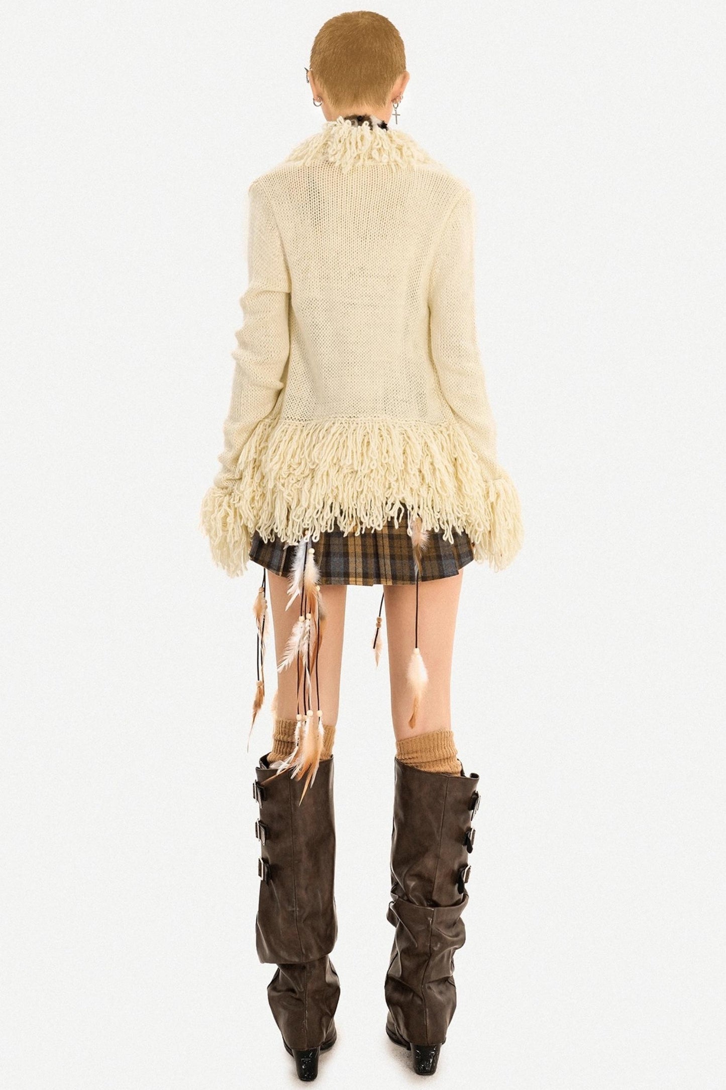 Vintage Fringed Knit Jacket