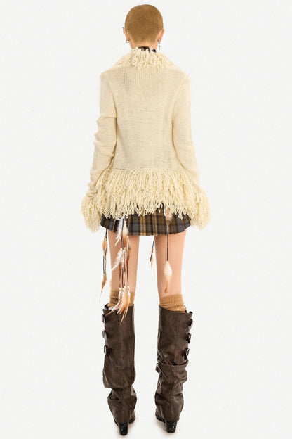 Vintage Fringed Knit Jacket