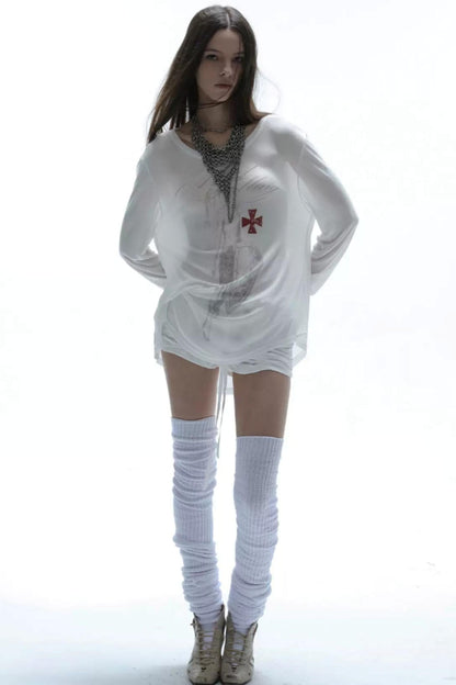 朋克不對稱Long sleeveT恤