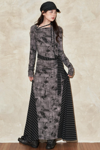 Gradient Patchwork Romantic Dress