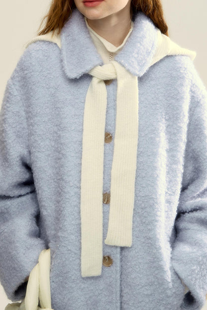 Gray Blue Woolen Hoop Coat