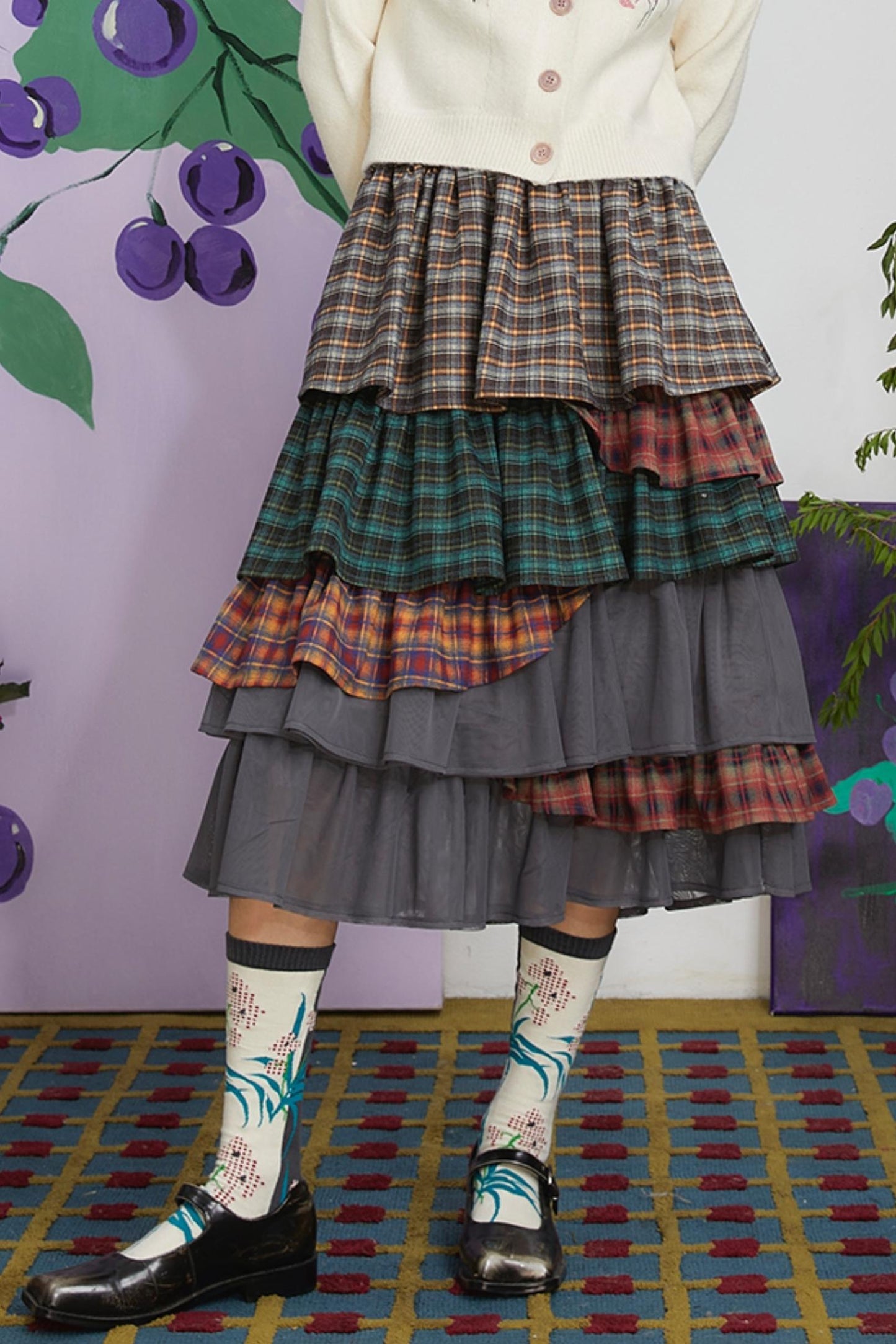 Retro Check Cake Skirt