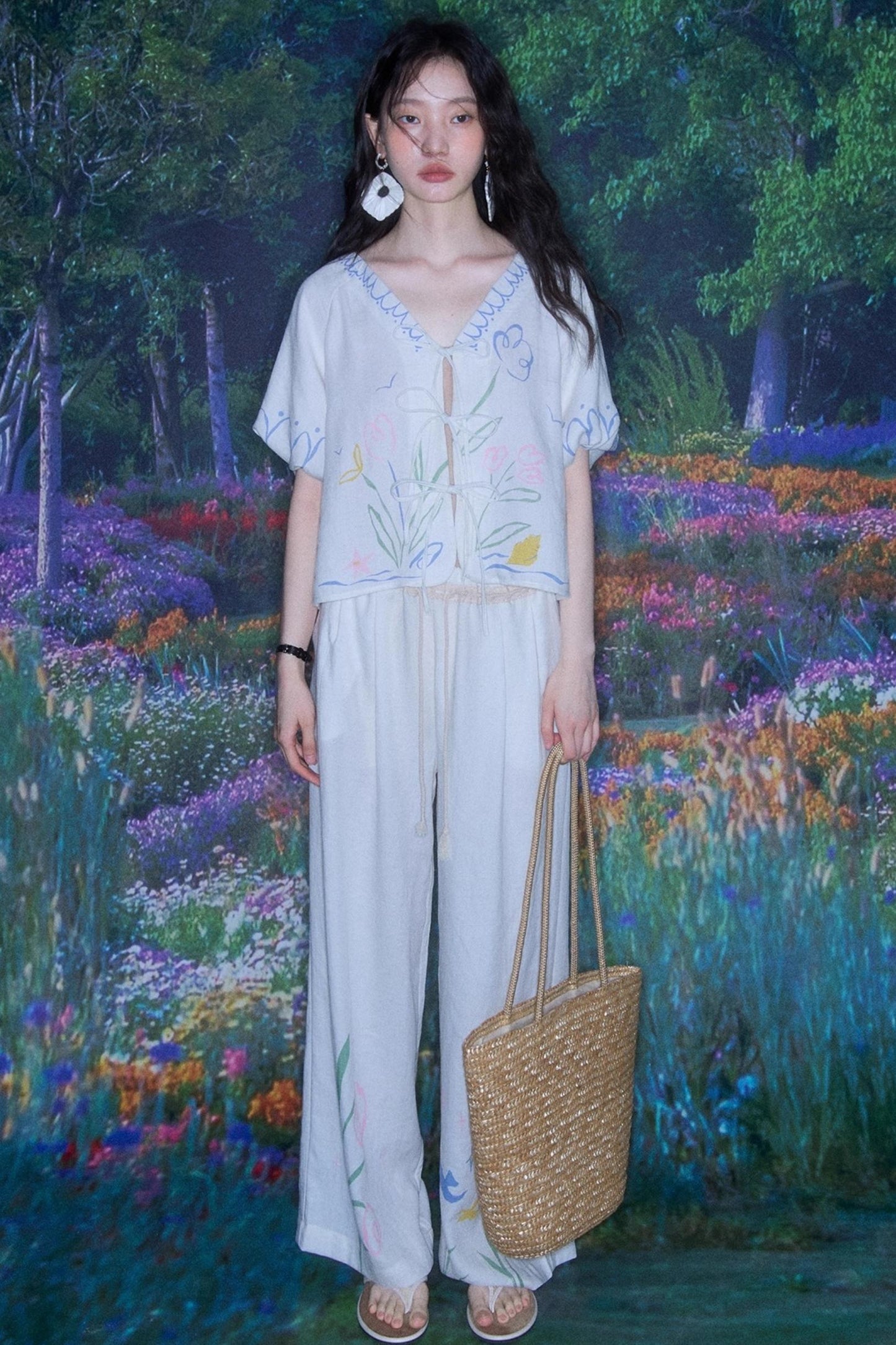 Linen Tie-Top and Pants Set-Up