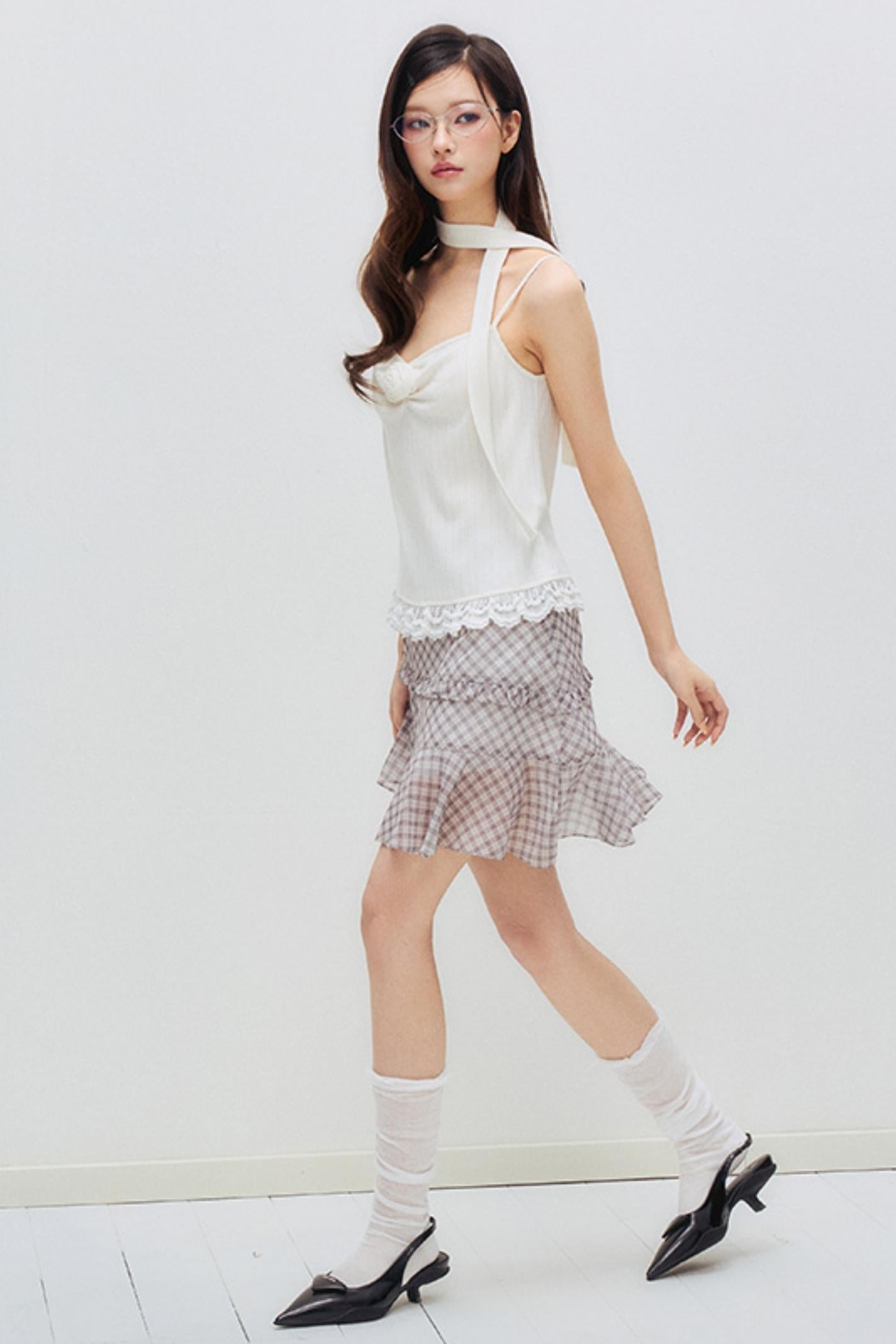 Unregelmäßiger, flauschiger Chiffon-Rüschenrock - 60% Rabatt!