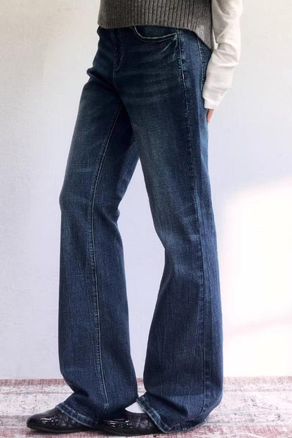 Thin Language Washed Denim Pants