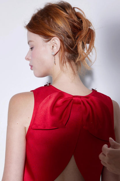 Red Satin Bow Top