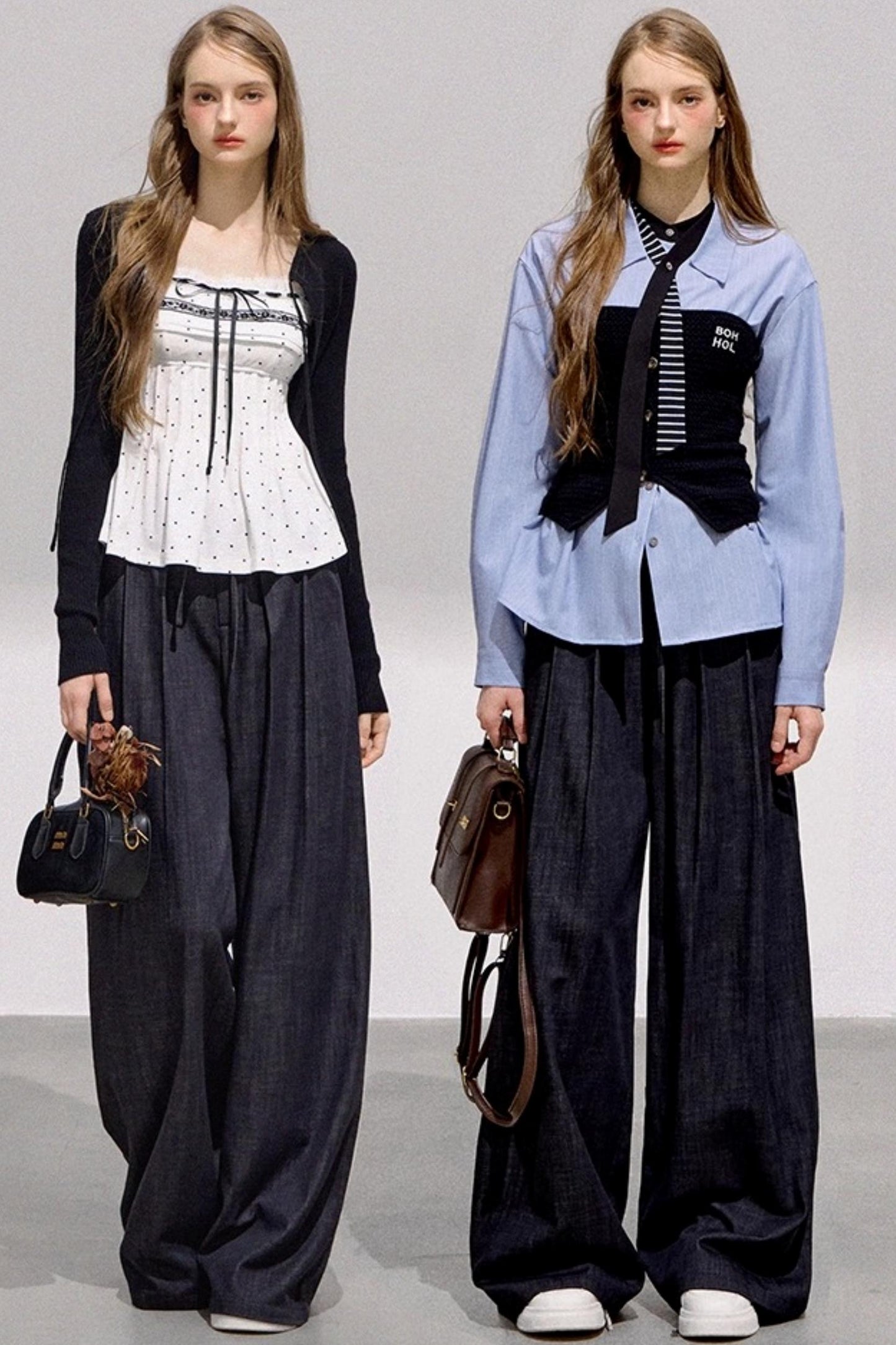 Cool Black Denim Wide-Leg Pants