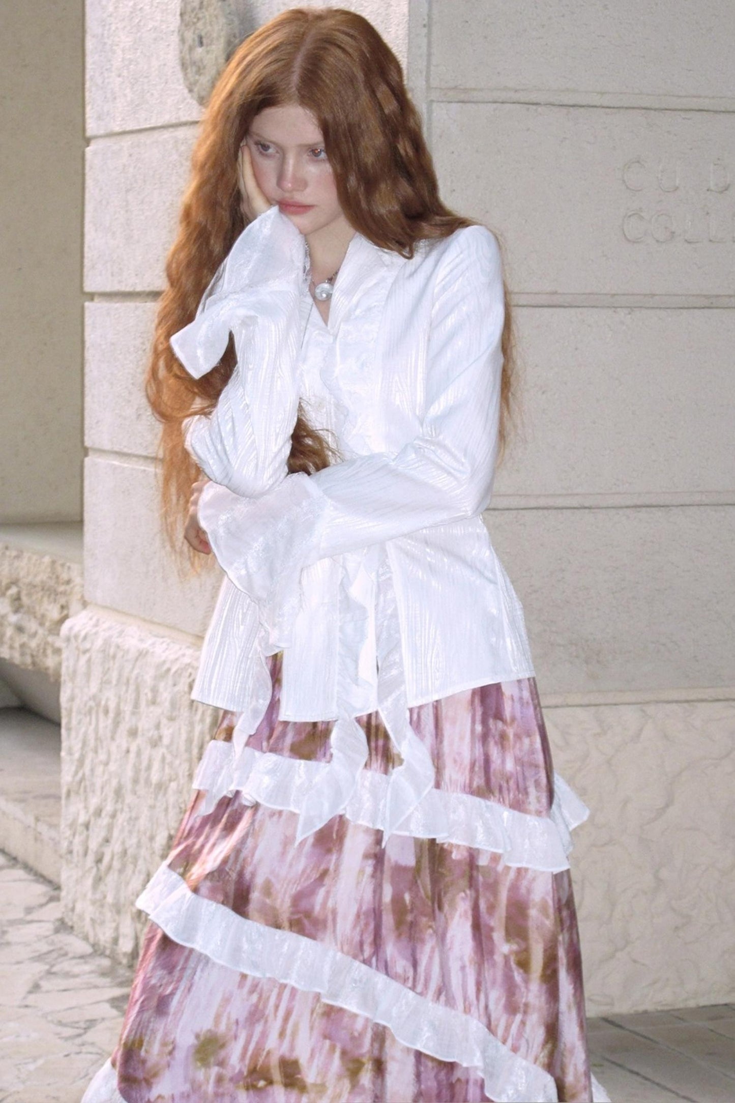 Dark Lace Waist Shirt & Skirt Set-Up