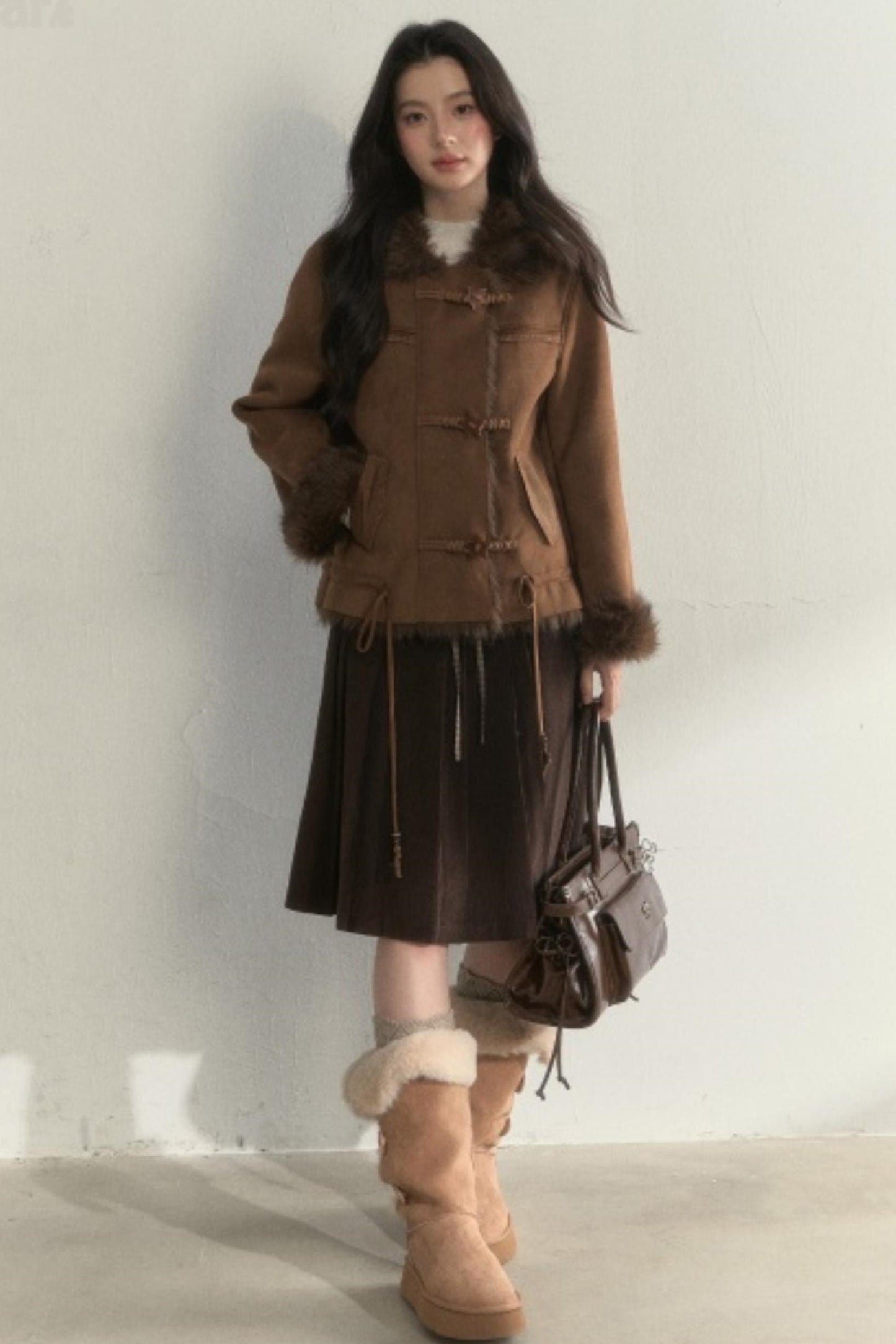 Retro Brown Suede Embroidered Jacket