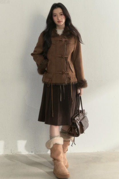 Retro Brown Suede Embroidered Jacket