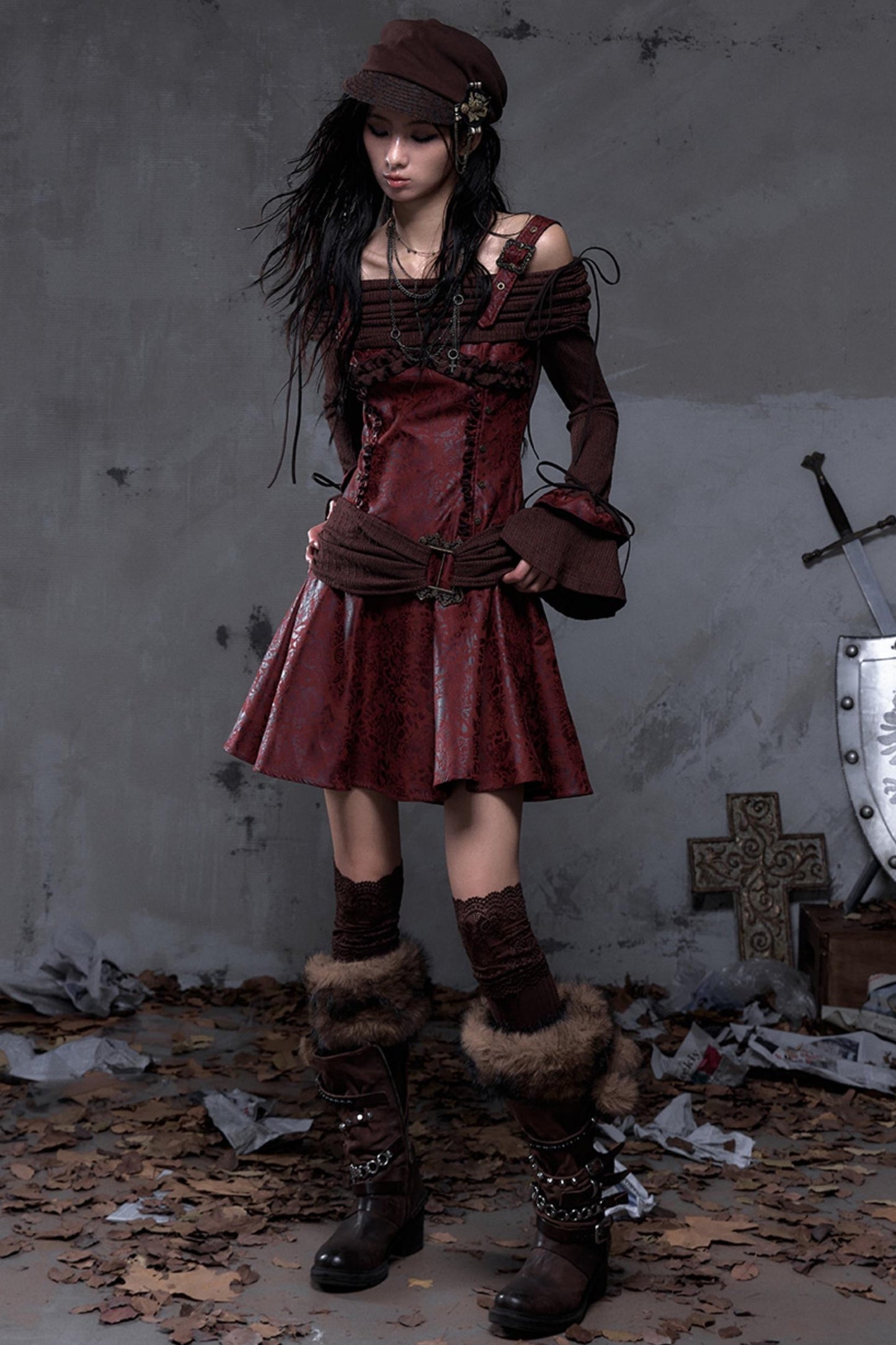 Retro Punk Patchwork Knit Dress