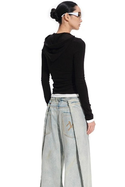 Shuoyuan Hooded Long Sleeve Wool Tee