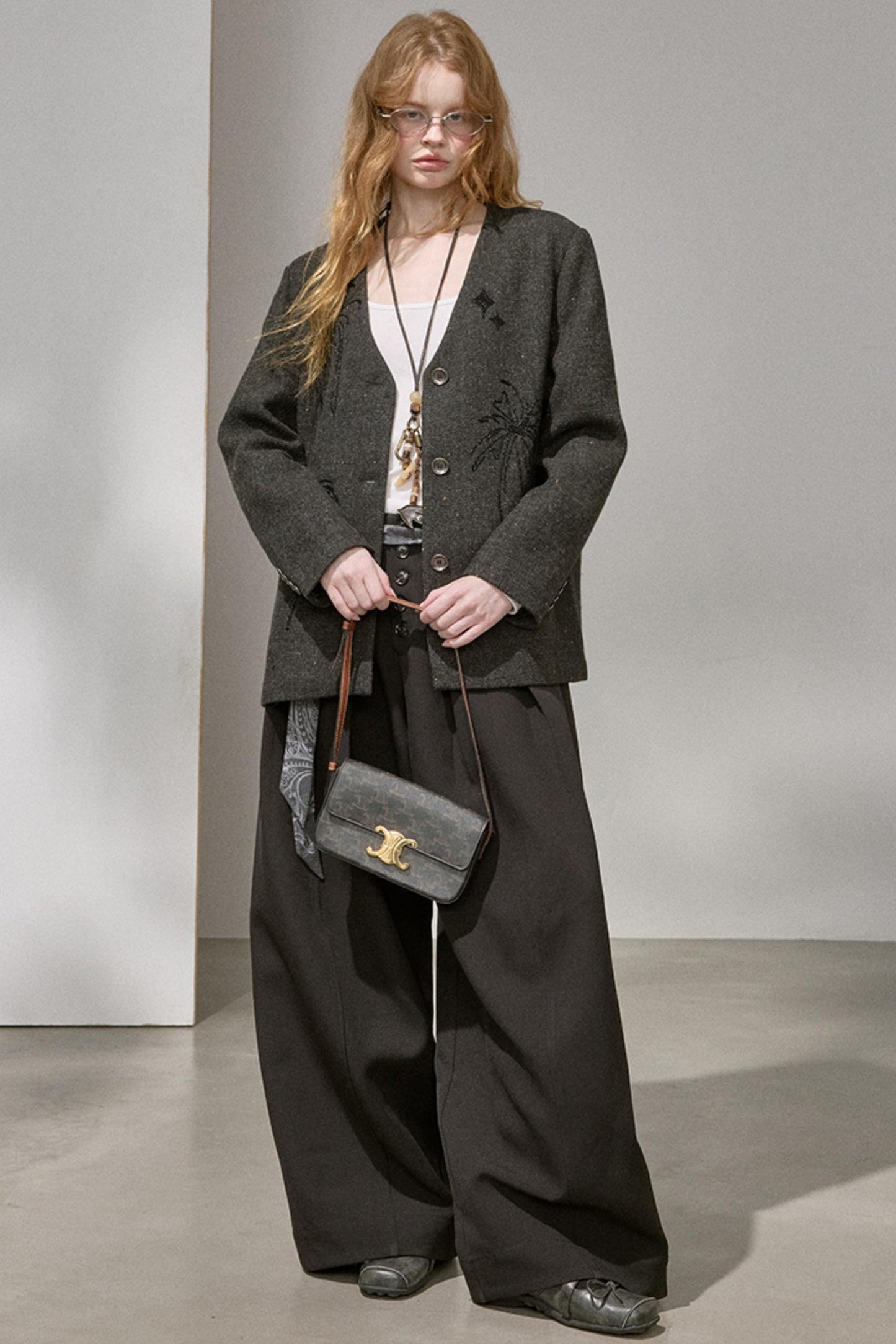 High-Density Beaded V-Neck Jacket